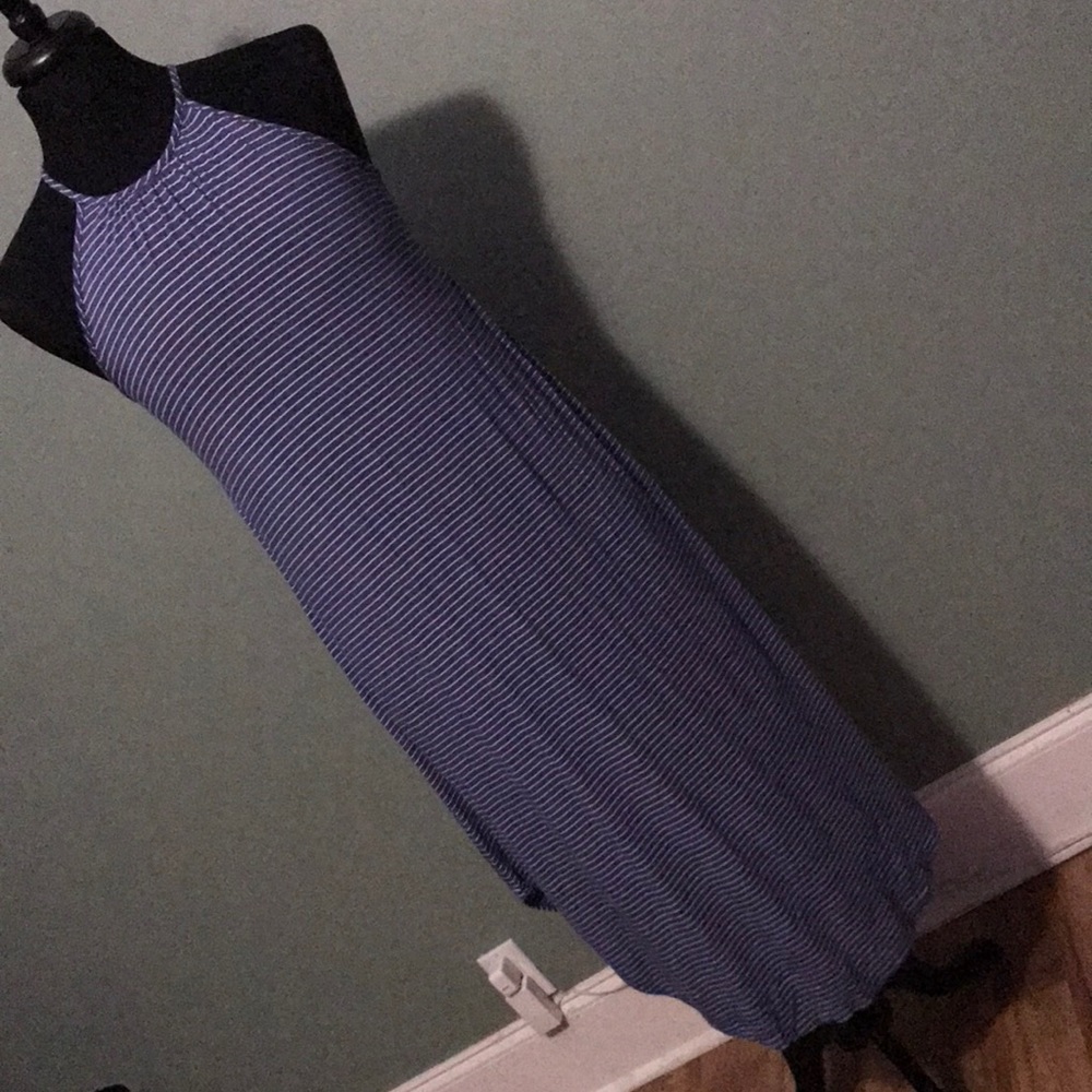 Blue striped maxi dress